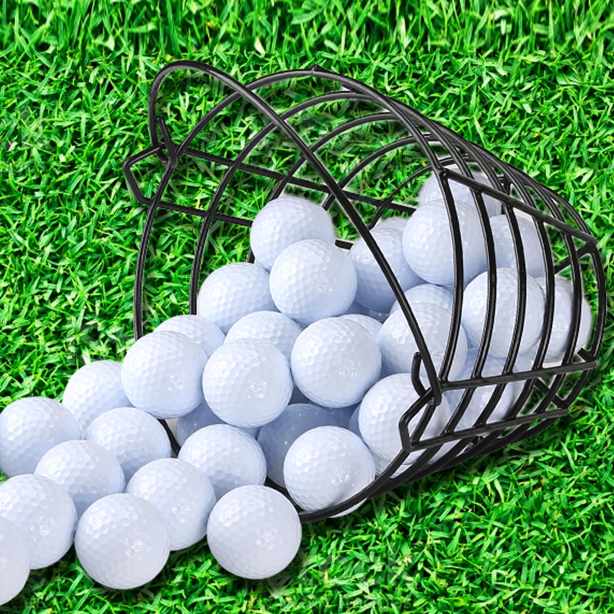 10L0L Golf Ball Baskets Metal Range 2 Pack, Golf Ball Bucket with Handle, Golfball Container, Holds 50 Balls x 2 (Golf Balls are Excluded)