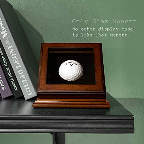 ChezMonett Hole in One Golf Ball Display Case Box - Custom Plaque Engraving - Wood with Glass Lid - Single