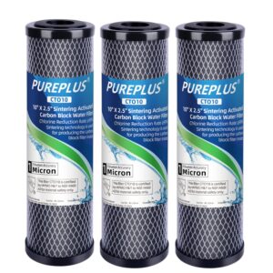 1 micron 2.5" x 10" whole house cto carbon water filter cartridge replacement for countertop water filter system, dupont wfpfc8002, wfpfc9001, fxwtc, scwh-5, whef-whwc, whcf-whwc, amzn-scwh-5, 3pack
