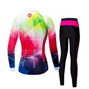 JPOJPO Women's Reflective Long Sleeve 5D Gel Padded Bicycle Cycling Suit Clothing Pants Set