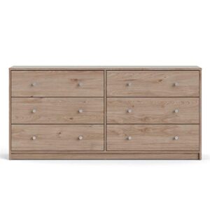 tvilum portland contemporary 6 drawer double dresser in jackson hickory