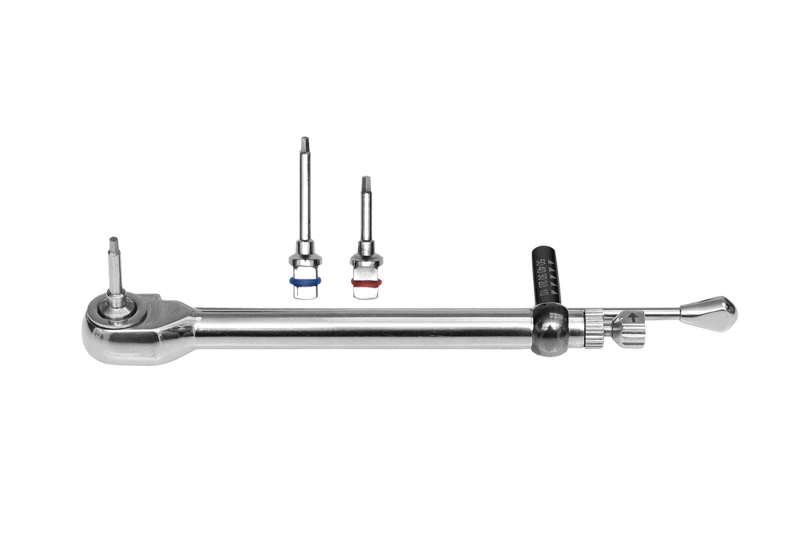 ST Instrument USA Inc Dental Prosthetic Torque Wrench 10-50 Ncm 4mm Square Engagement with Hex Drivers 0.050 inch or 1.25 mm Long and Short