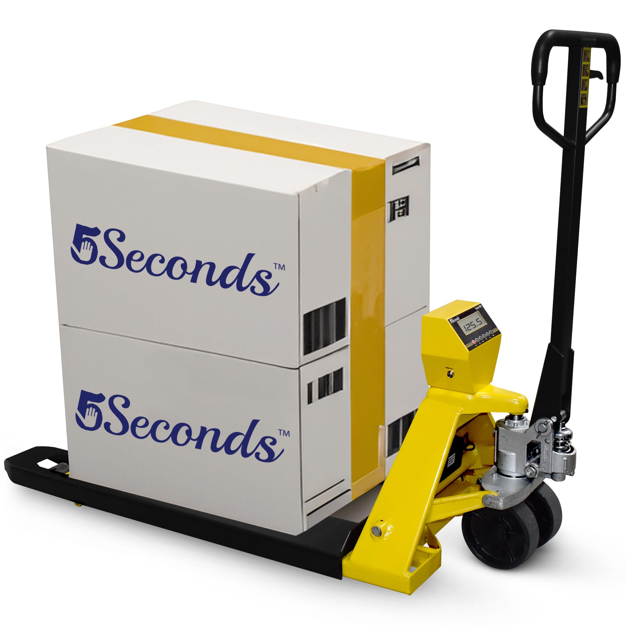 5Seconds - Steel Pallet Jack with Scale, Battery-Powered Hand Lift Jack Tool with LED Display, Safe Moving Equipment for Industrial & Commercial Use, 48" L x 27" W x 47”H, 5000lb Capacity