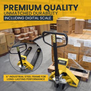 5Seconds - Steel Pallet Jack with Scale, Battery-Powered Hand Lift Jack Tool with LED Display, Safe Moving Equipment for Industrial & Commercial Use, 48" L x 27" W x 47”H, 5000lb Capacity