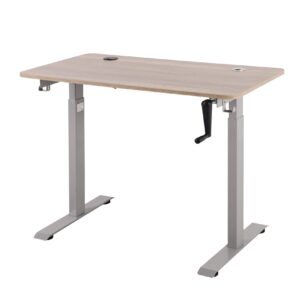 unicoo crank standing desk, height adjustable sit to stand up desk,home office table, computer table, portable writing desk (black walnut top/black frame - ntcset-01-bwb)