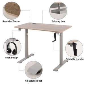 UNICOO Crank Standing Desk, Height Adjustable Sit to Stand Up Desk,Home Office Table, Computer Table, Portable Writing Desk (Black Walnut Top/Black Frame - NTCSET-01-BWB)