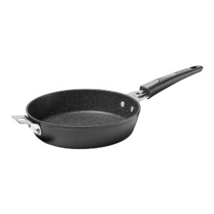 the rock by starfrit 11-inch fry pan/round dish with t-lock detachable handle, normal, black