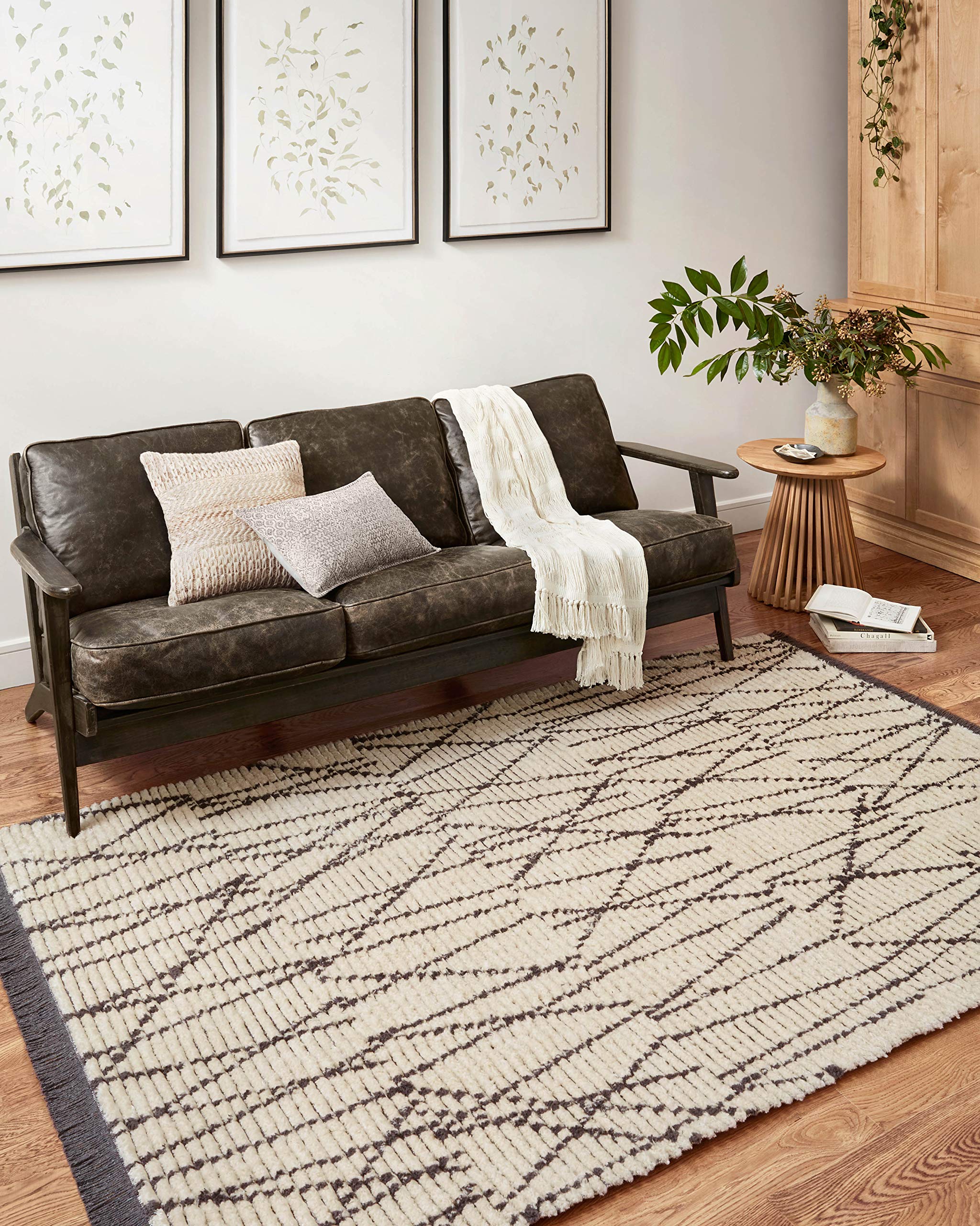 Chris Loves Julia x Loloi Alice Collection ALI-01 Cream / Charcoal 6'-5" x 9'-2" Area Rug