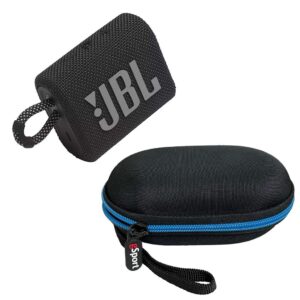 jbl go 3 waterproof ultra portable bluetooth speaker bundle with gsport deluxe hardshell case (black)