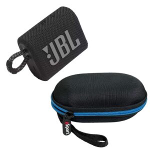 JBL GO 3 Waterproof Ultra Portable Bluetooth Speaker Bundle with gSport Deluxe Hardshell Case (Black)