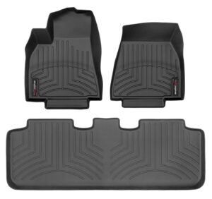 weathertech custom fit floorliners for tesla model y - 1st & 2nd row (441597-1-2), black