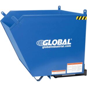 global industrial 1/2 cubic yard low-profile self-dumping forklift hopper, 6000 lb. cap.