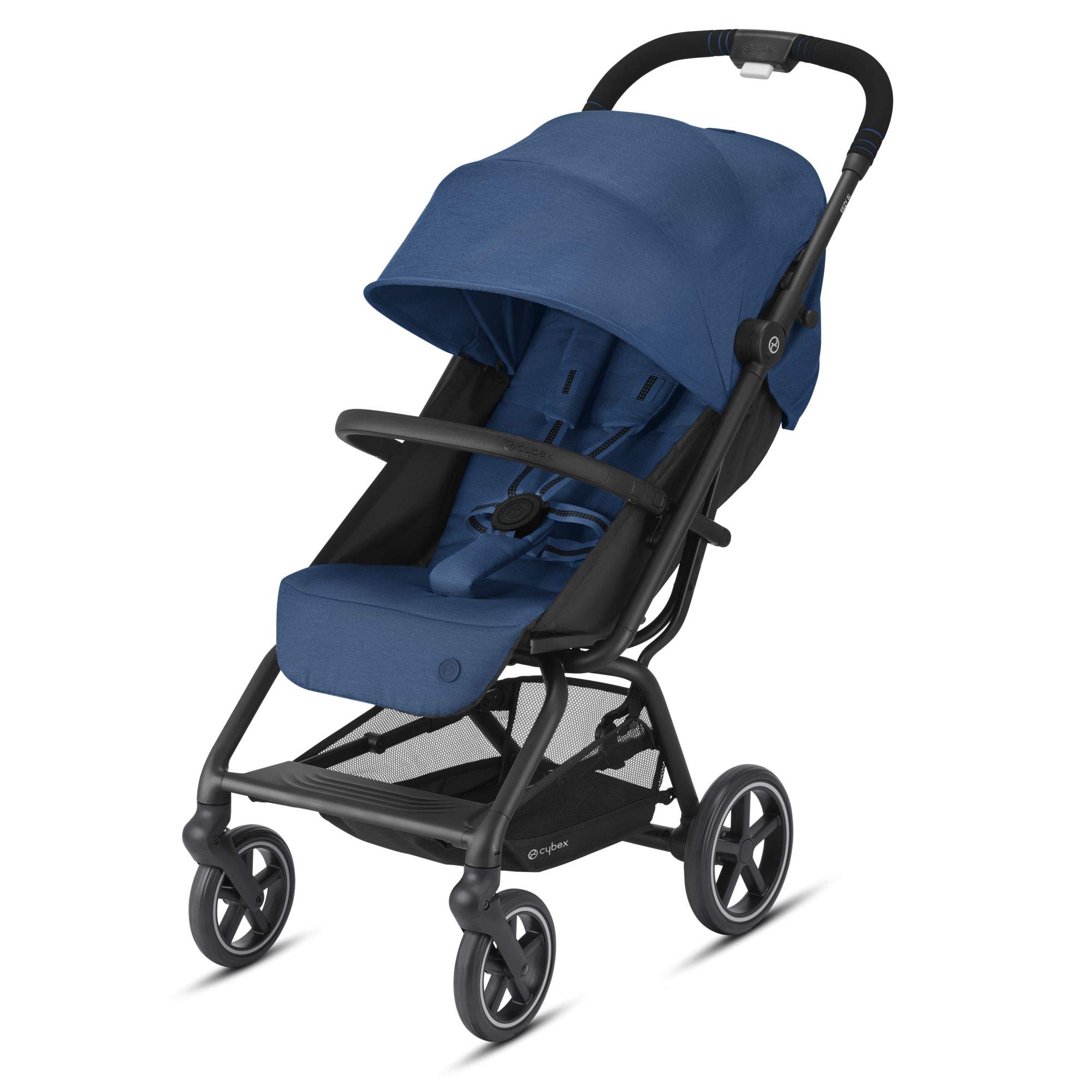 CYBEX Eezy S + 2 Stroller, Lightweight Travel Stroller, Compatible with All CYBEX Infant Car Seats, Compact Fold, Stands for Storage, All-Terrain Wheels, Baby Stroller for 6 Months+, Navy Blue