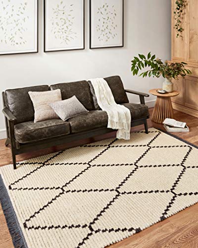 Loloi Chris Loves Julia x Loloi Alice Collection ALI-04 Accent Rug 2'-7" x 4' Cream/Charcoal Rectangular 0.5" Thick