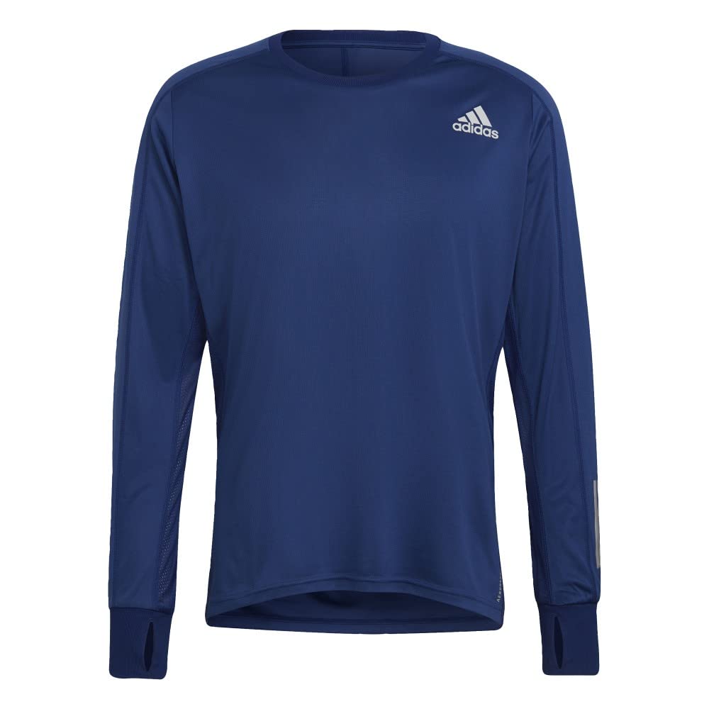 adidas Men's Own The Run Long Sleeve Tee, Black/Black, Medium