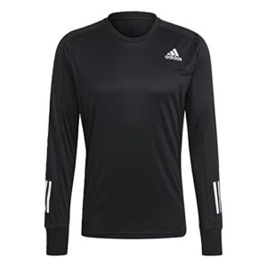 adidas men's own the run long sleeve tee, black/black, x-large