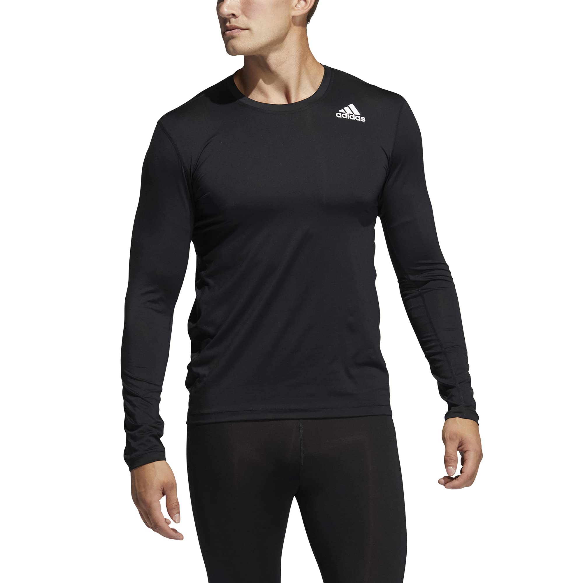 adidas Men's Techfit Fitted Long Sleeve Tee, Black, X-Large