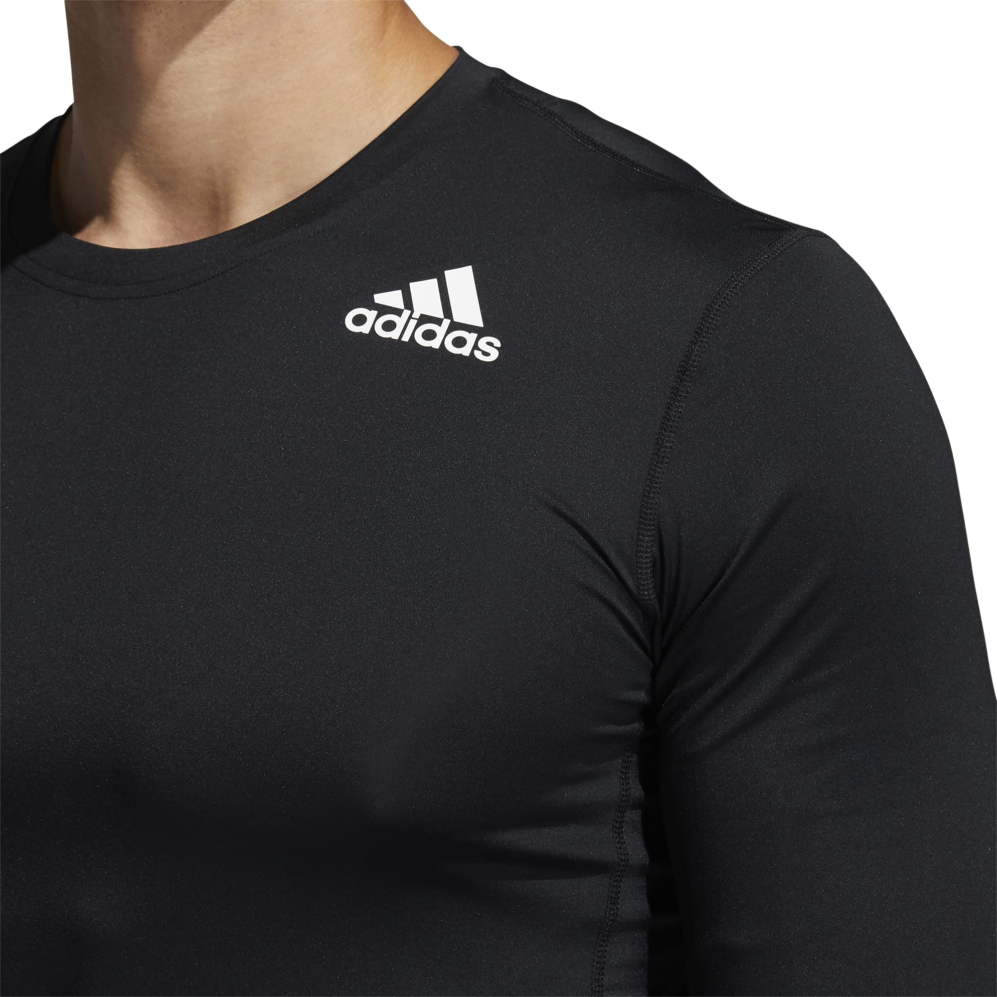 adidas Men's Techfit Fitted Long Sleeve Tee, Black, X-Large