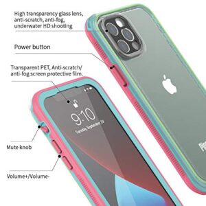 PINGTEKOR iPhone 12 Pro Max Waterproof Case,IP68 Full Sealed Snowproof Dustproof Shockproof Heavy Duty Protection Cover with Screen Protector and Translucent Back Cover for iPhone 12 Pro Max 6.7 Inch