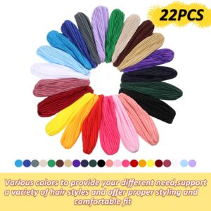 22 Pieces Stretch Turbans Head Beanie Cover Twisted Pleated Headwrap Assorted Colors Hair Cover Beanie Hats for Women Girls