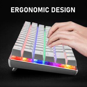 LexonElec Wireless Mechanical Keyboard,Two Mode BT5.0/USB-C 82 Keys Bluetooth Mechanical Keyboard,Rainbow LED Backlit,Compact Gaming Keyboard for Windows Mac PC Gamer(White)
