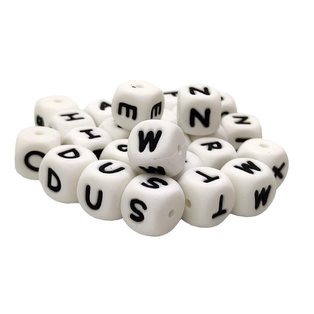 50pcs 12mm Silicone Alphabet Letter Beads Cube 26 Letter Beads DIY Jewelry Making Name Bracelets Necklaces Accessories