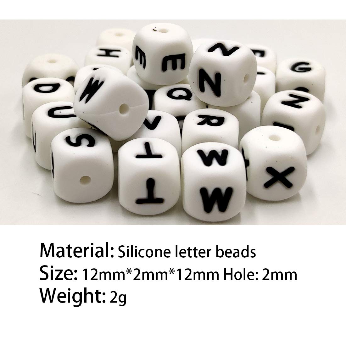 50pcs 12mm Silicone Alphabet Letter Beads Cube 26 Letter Beads DIY Jewelry Making Name Bracelets Necklaces Accessories