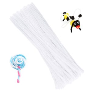 100 pieces pipe cleaners chenille stem, solid color pipe cleaners set for pipe cleaners diy arts crafts decorations, chenille stems pipe cleaners (white)