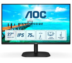 aoc 27b2da 27 inch ips monitor - full hd 1080p, 4ms response, built in speakers, hdmi, dvi