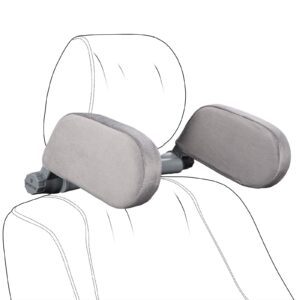car headrest pillow, spurtar headrest travel pillow, soft velvet adjustable car seat headrest pillow head neck support, memory foam headrest for car, for kids and adults, grey