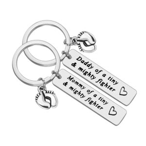 joint gou nicu dad mom preemie baby gift - mommy/daddy of a tiny mighty fighter keychain new born gift fathers day