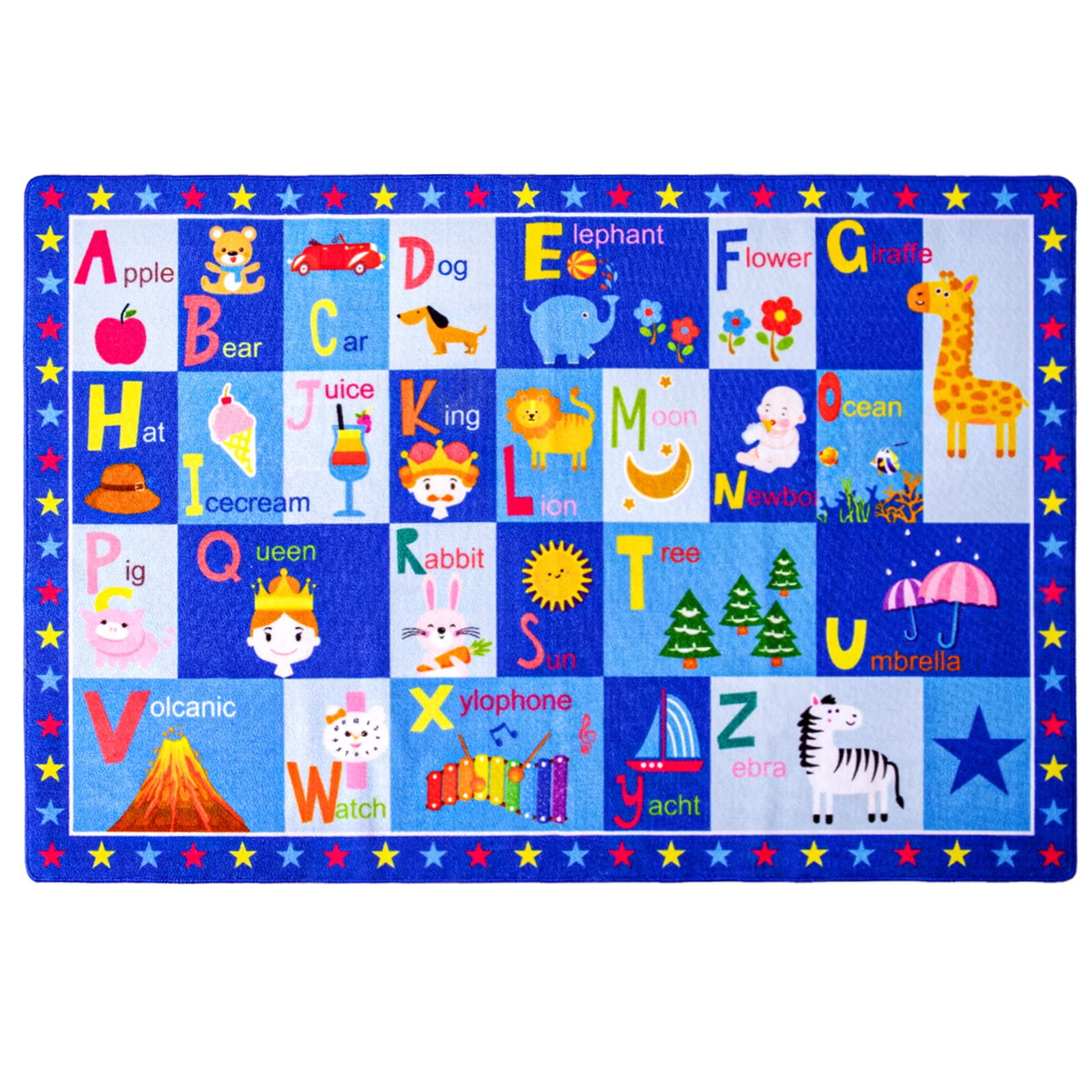 Terrug Kids Rugs ABC Alphabet Carpet Playmat, Word Educational Area Rug, Non Slip Cute Cartoon Daycare Supplies, Kids Gift for Playroom, Classroom, Bedroom and Nursery (3x5 Feet)