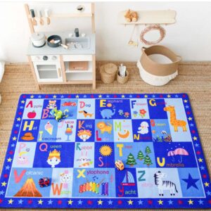 Terrug Kids Rugs ABC Alphabet Carpet Playmat, Word Educational Area Rug, Non Slip Cute Cartoon Daycare Supplies, Kids Gift for Playroom, Classroom, Bedroom and Nursery (3x5 Feet)