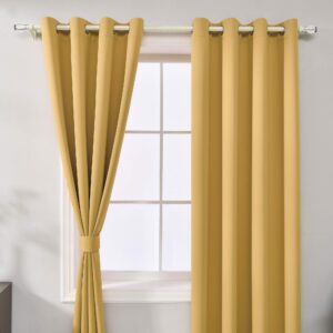 Gold Yellow Curtains For Bedroom 63 Inches Long Top Grommet Drapes Light Blocking Thermal Insulated Windows Room Darkening Yellow Blackout Curtains For Office 52 X 63 Inch Length 2 Panels Pack