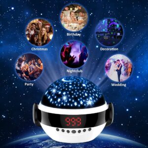 Baby Night Lights Star Projector for Kids Room White Noise Nursery Sound Machine Sleep Soother Bedside Lamp 6 Natural Sounds 6 Lullabies Music Remote Timer