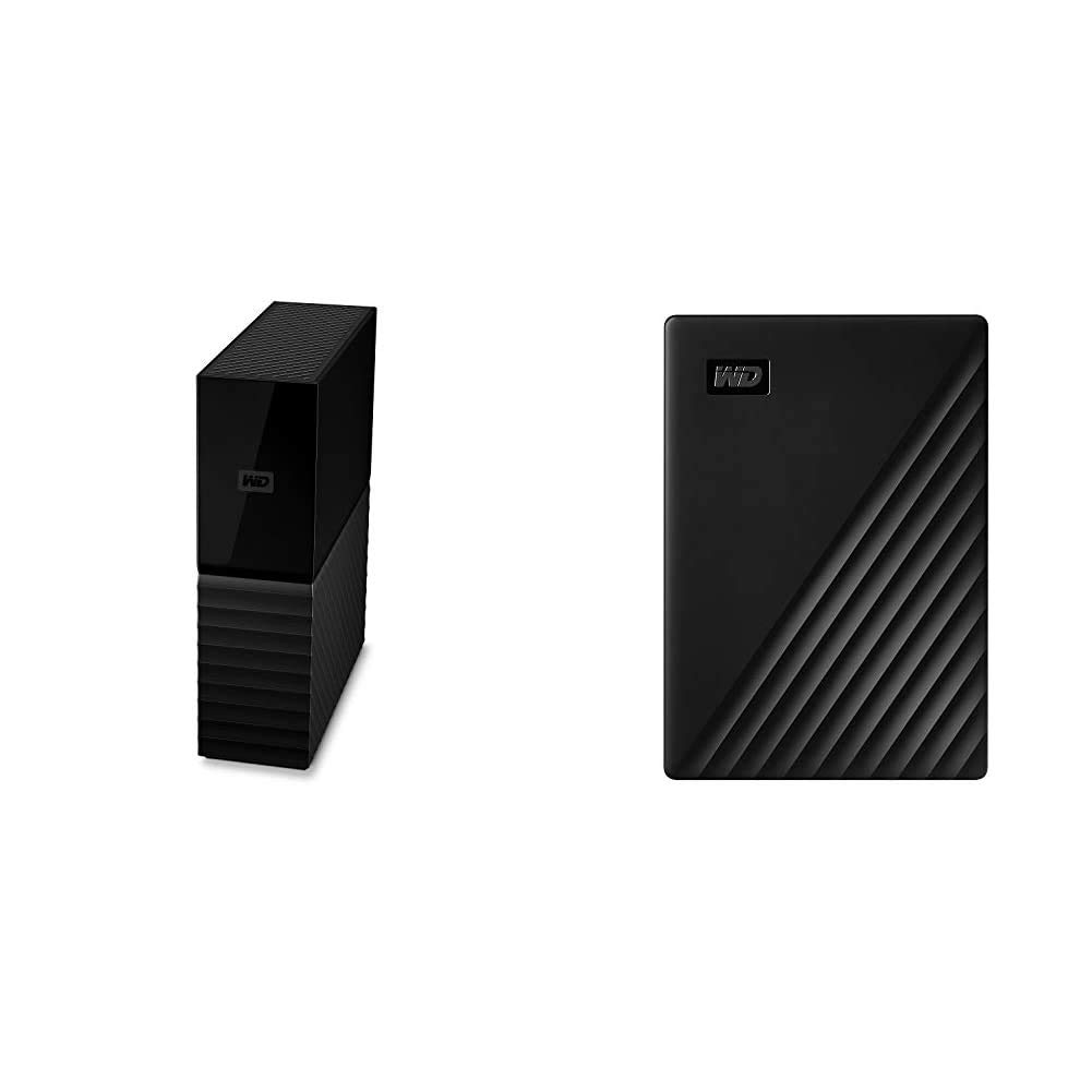 WD 12TB My Book Desktop External Hard Drive, USB 3.0 - WDBBGB0120HBK-NESN,Black & 5TB My Passport Portable External Hard Drive, Black - WDBPKJ0050BBK-WESN