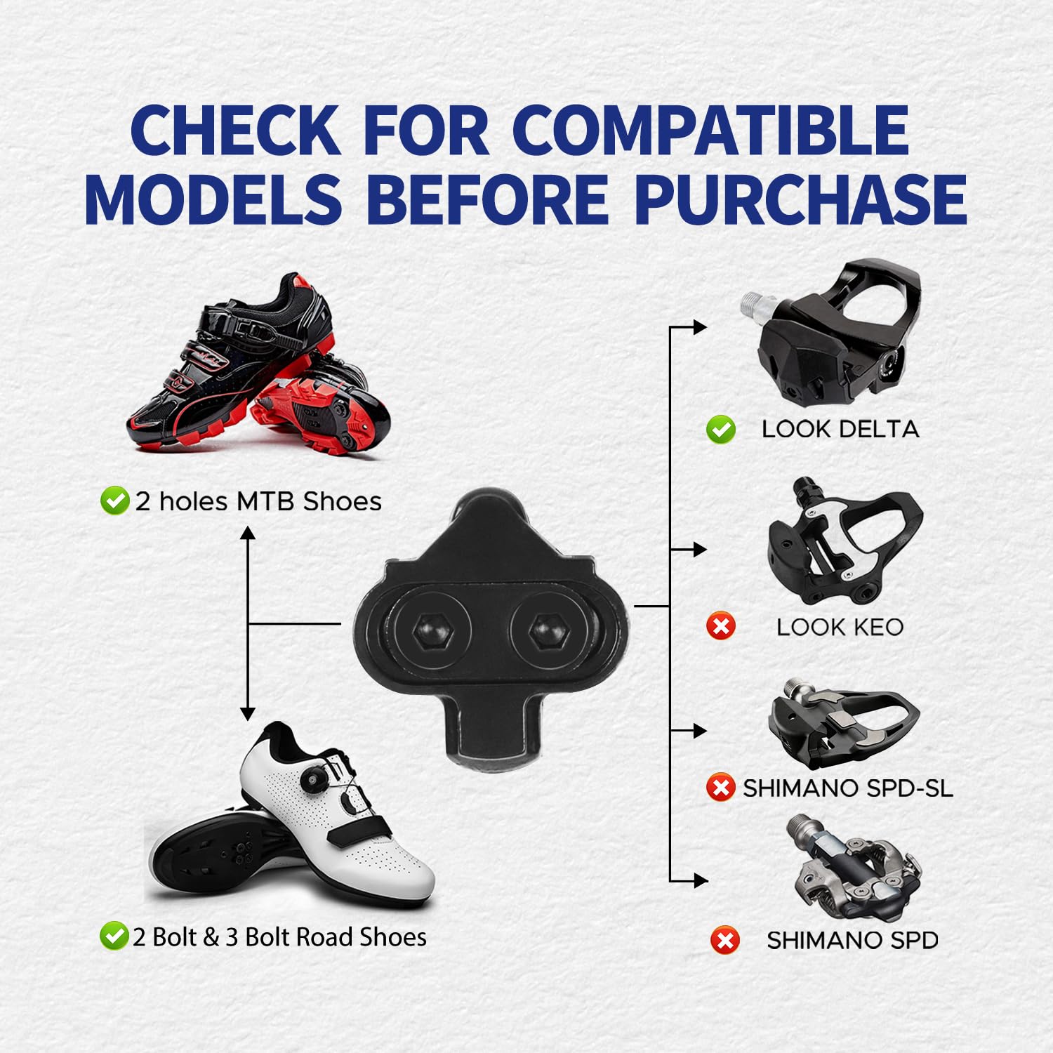 GAPVOS Bike Cleats, Durable Cycling Cleats, Bike Clips Compatible with Shimano SM-SH51 Pedals SPD Cleats for Cycling Shoes, Spin Shoes, Indoor Cycling & Mountain Bike Cleats