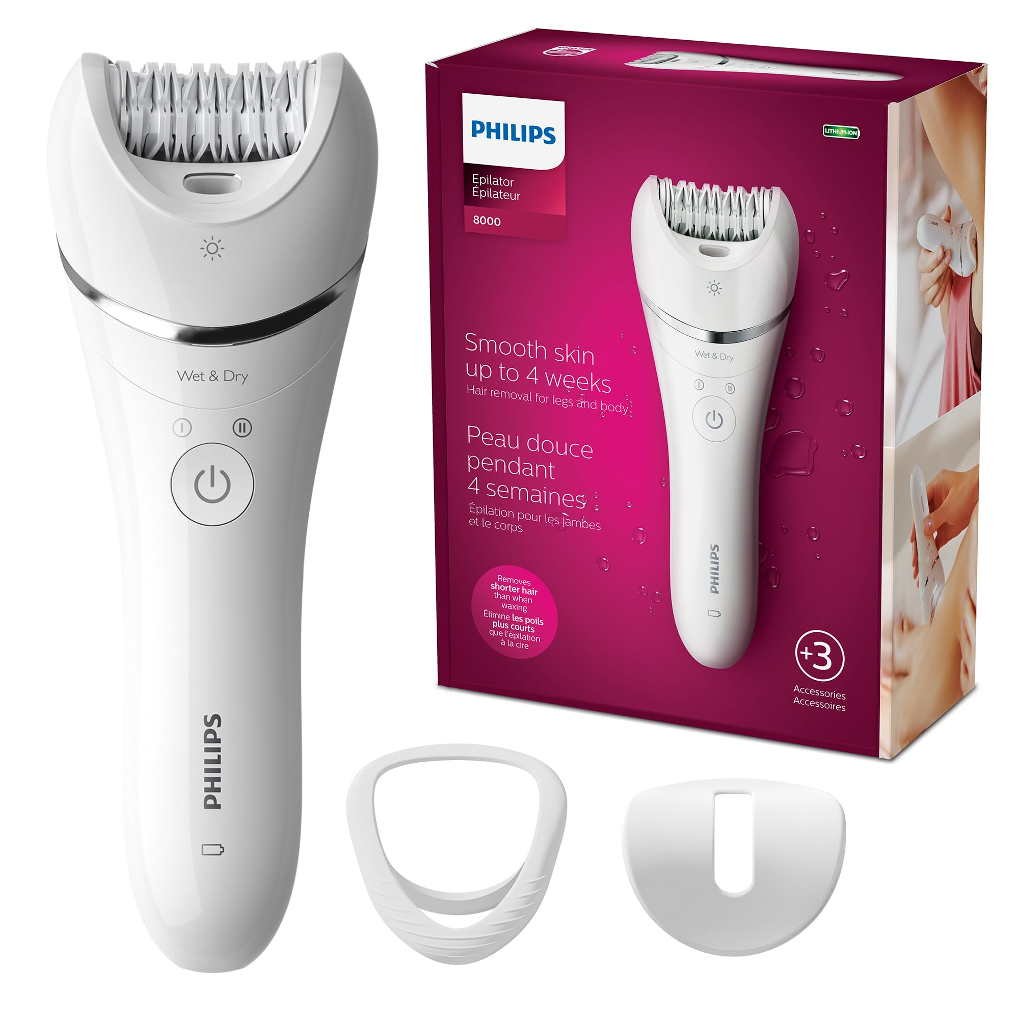 Philips Beauty Epilator Series 8000 for Women, with 3 Accessories, BRE700/04