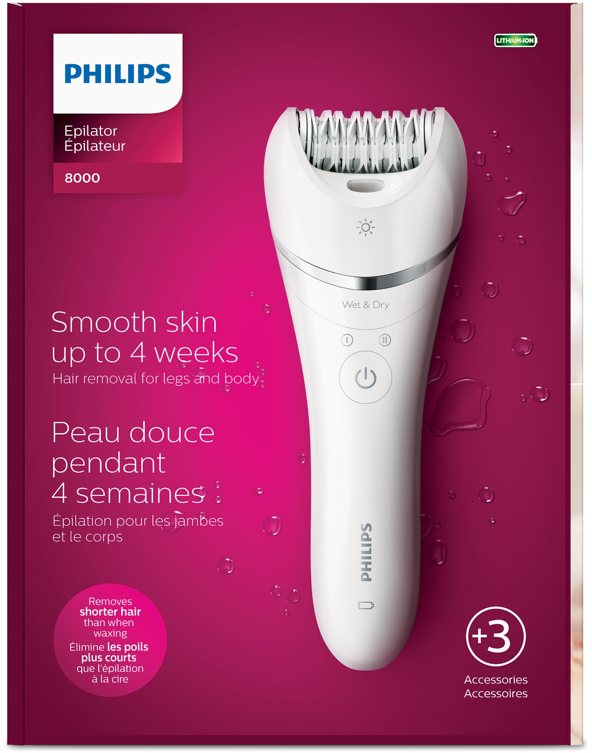 Philips Beauty Epilator Series 8000 for Women, with 3 Accessories, BRE700/04