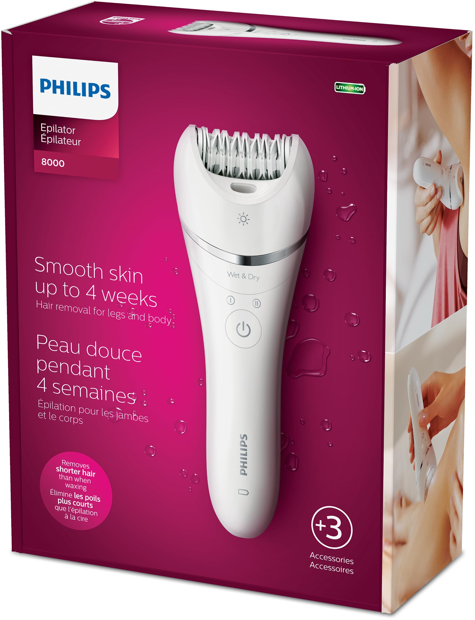 Philips Beauty Epilator Series 8000 for Women, with 3 Accessories, BRE700/04