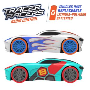 Tracer Racers 2.4 GHz Radio Control Remote Slot-Less, Cordless Racing Blazin' Loop Speedway Track Set with Two Cars