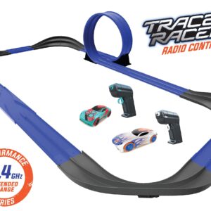 Tracer Racers 2.4 GHz Radio Control Remote Slot-Less, Cordless Racing Blazin' Loop Speedway Track Set with Two Cars