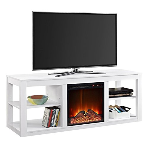 Beaumont Lane Electric Fireplace Heater TV Stand Console in White