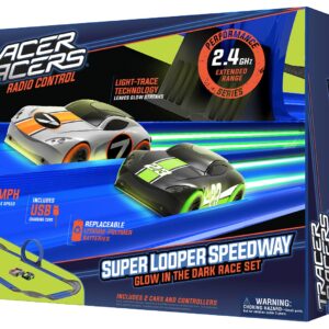 Tracer Racers 2.4 GHz Radio Control Remote Slot-less, Cordless Racing Super Loop Speedway Track Set with Two Cars