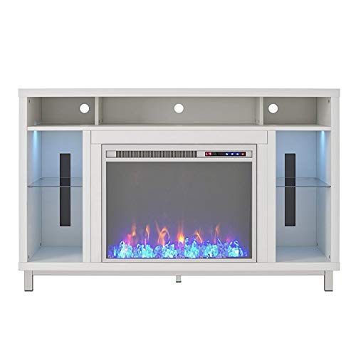 Beaumont Lane Electric Fireplace Heater TV Stand Console up to 48" in White