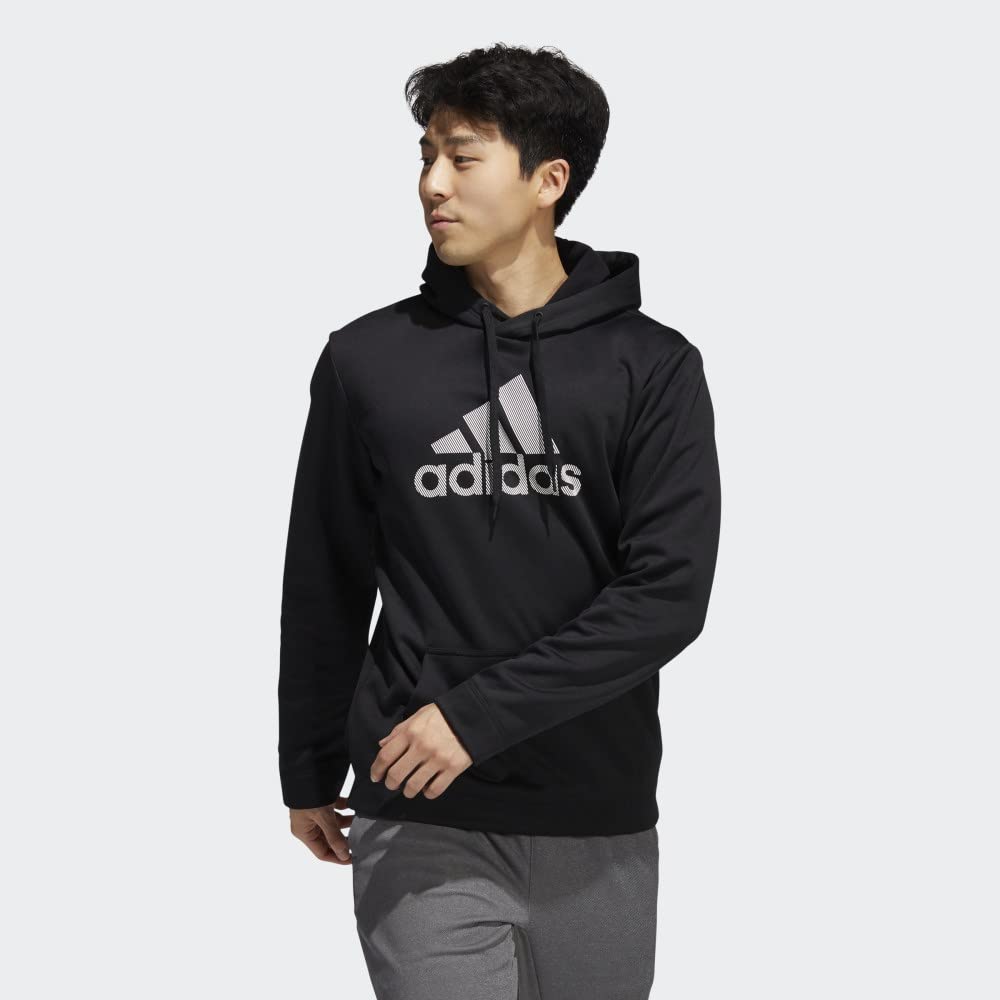 adidas Men's Game and Go Pullover Hoodie, Black/Black, Medium