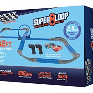 Tracer Racers 2.4 GHz Radio Control Remote Slot-Less, Cordless Racing Super 8 Speedway Track Set with Two Cars