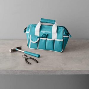 Amazon Basics Tool Set with Bag, 82 Pieces, Turquoise