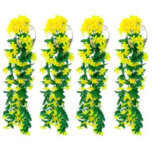 pura aide artificial lily flower garlands fake plant foliage hanging vines for home bedroom kitchen garden office wedding wall decor