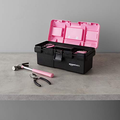 Amazon Basics Household Tool Set with Tool Storage Box - 150-Piece, Pink